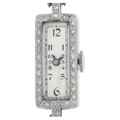 Vintage Ladies Elgin in Platinum with Diamond Bezel and Gold-Filled Bracelet