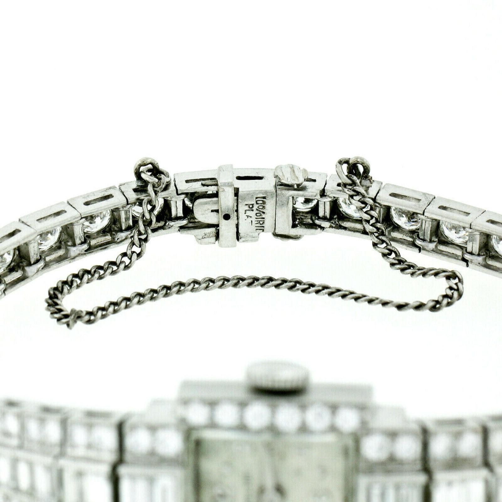 Women's Vintage Ladies Hamilton Wristwatch 7.79ctw Fine Diamond Platinum Case Bracelet