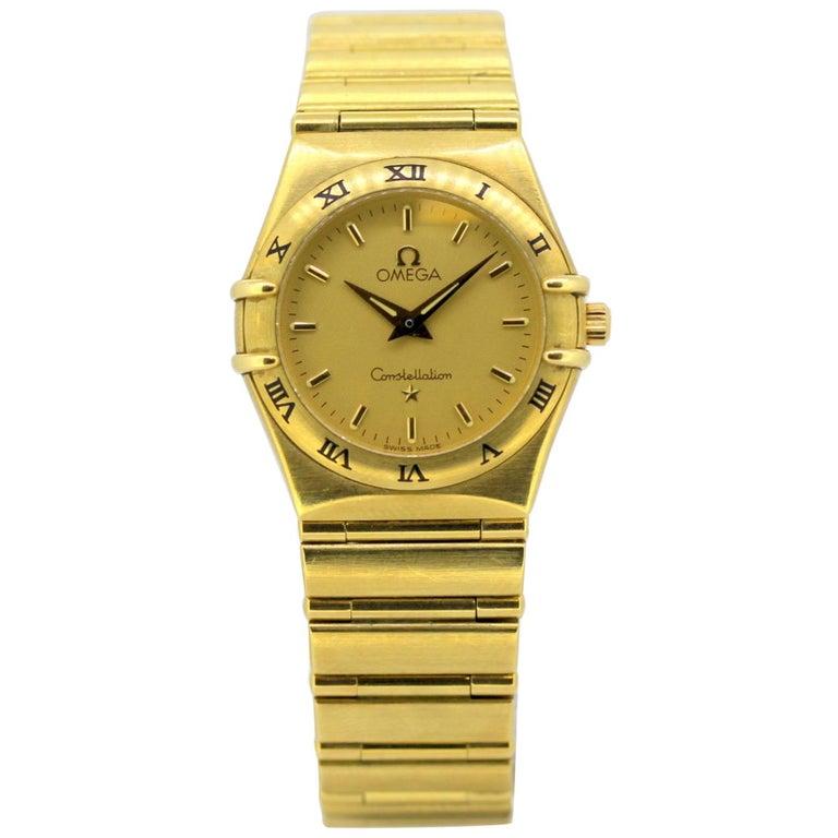 Vintage Ladies Omega Constellation Quartz Wristwatch Full 18 Karat Gold 1998 For Sale At 1stdibs