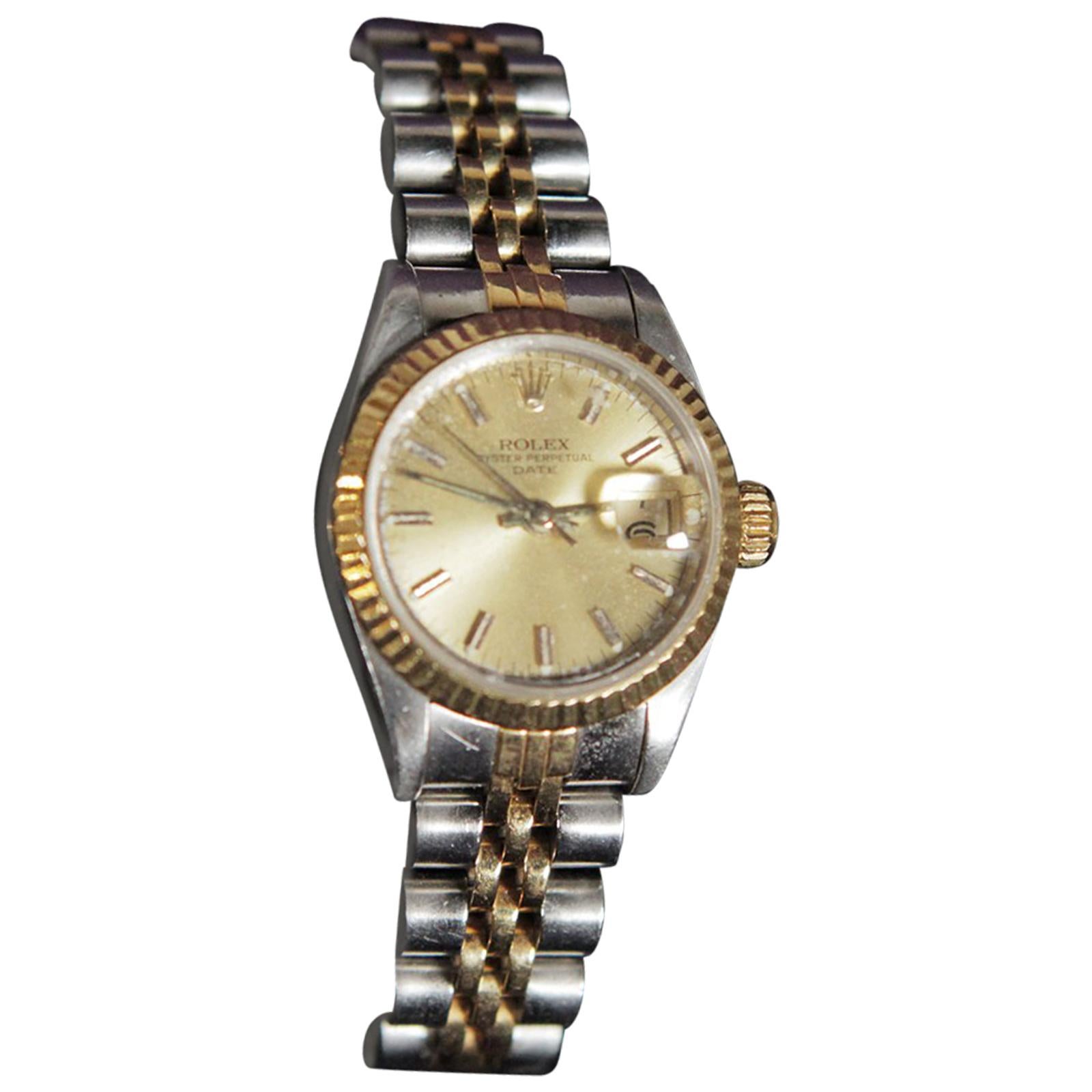 Vintage Ladies Oyster Perpetual 14-Karat Gold and Stainless Rolex Watch