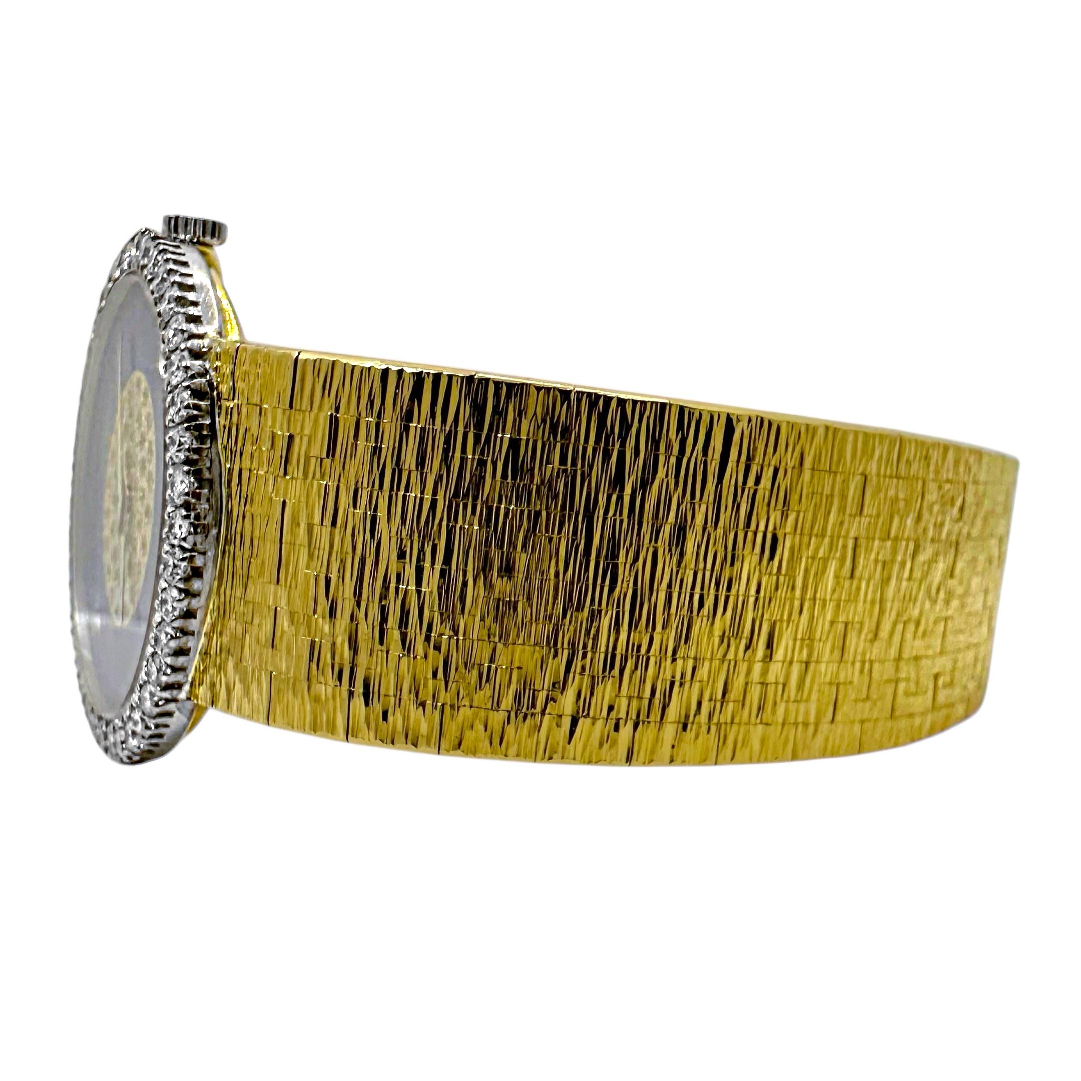 Modern Vintage Ladies Piaget Wristwatch Oval Lapis Lazuli & Diamond Dial in Yellow Gold For Sale