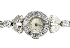 Vintage Ladies Platinum and Diamond Link Wristwatch 9.23 Carats Total