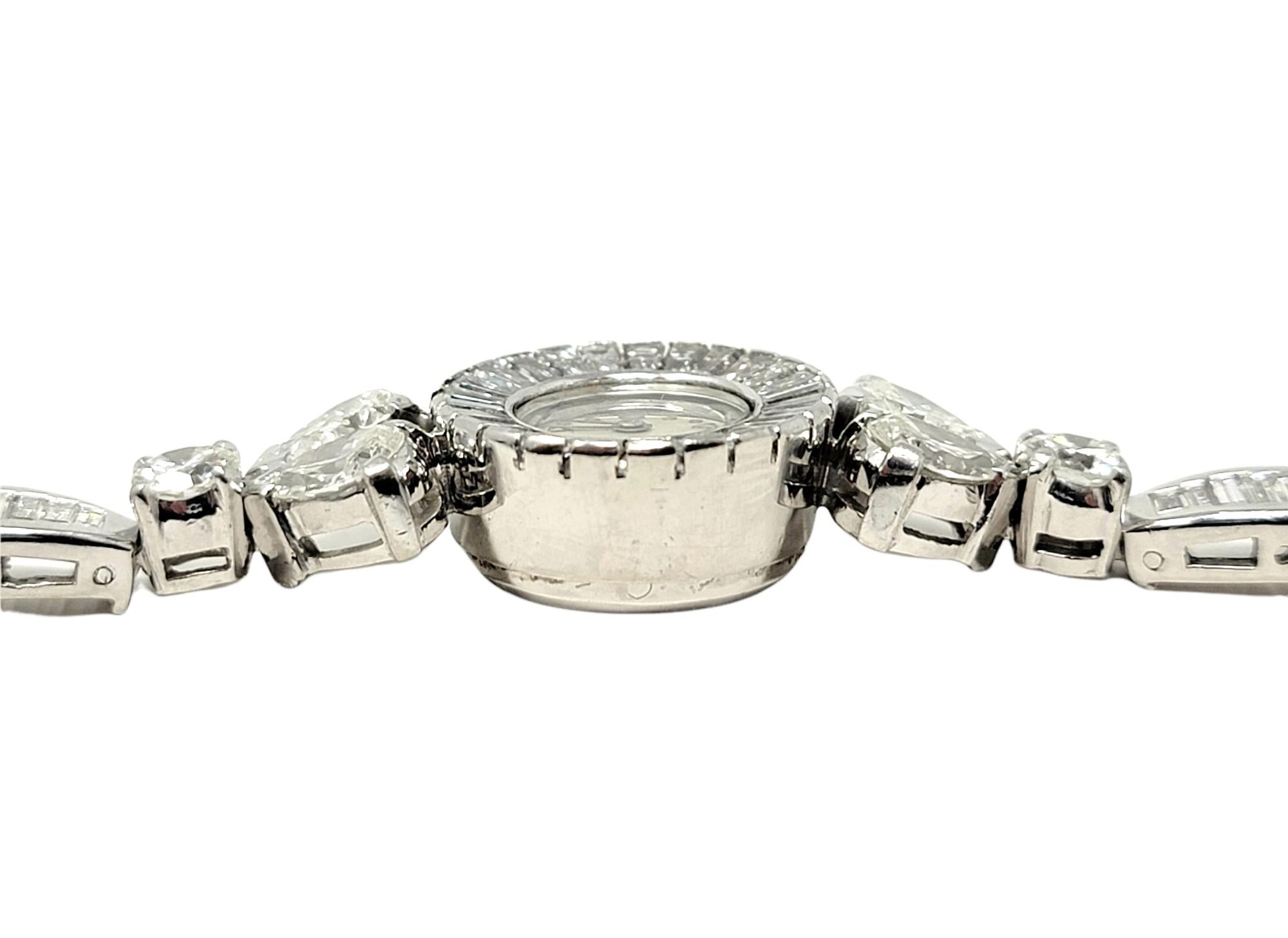 Vintage Damen-Platin- und Diamant-Gliederarmbanduhr 9,23 Karat insgesamt im Zustand „Gut“ im Angebot in Scottsdale, AZ