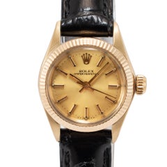 Vintage Ladies Rolex Oyster Perpetual 24MM 6719 14K Yellow Gold Automatic Watch