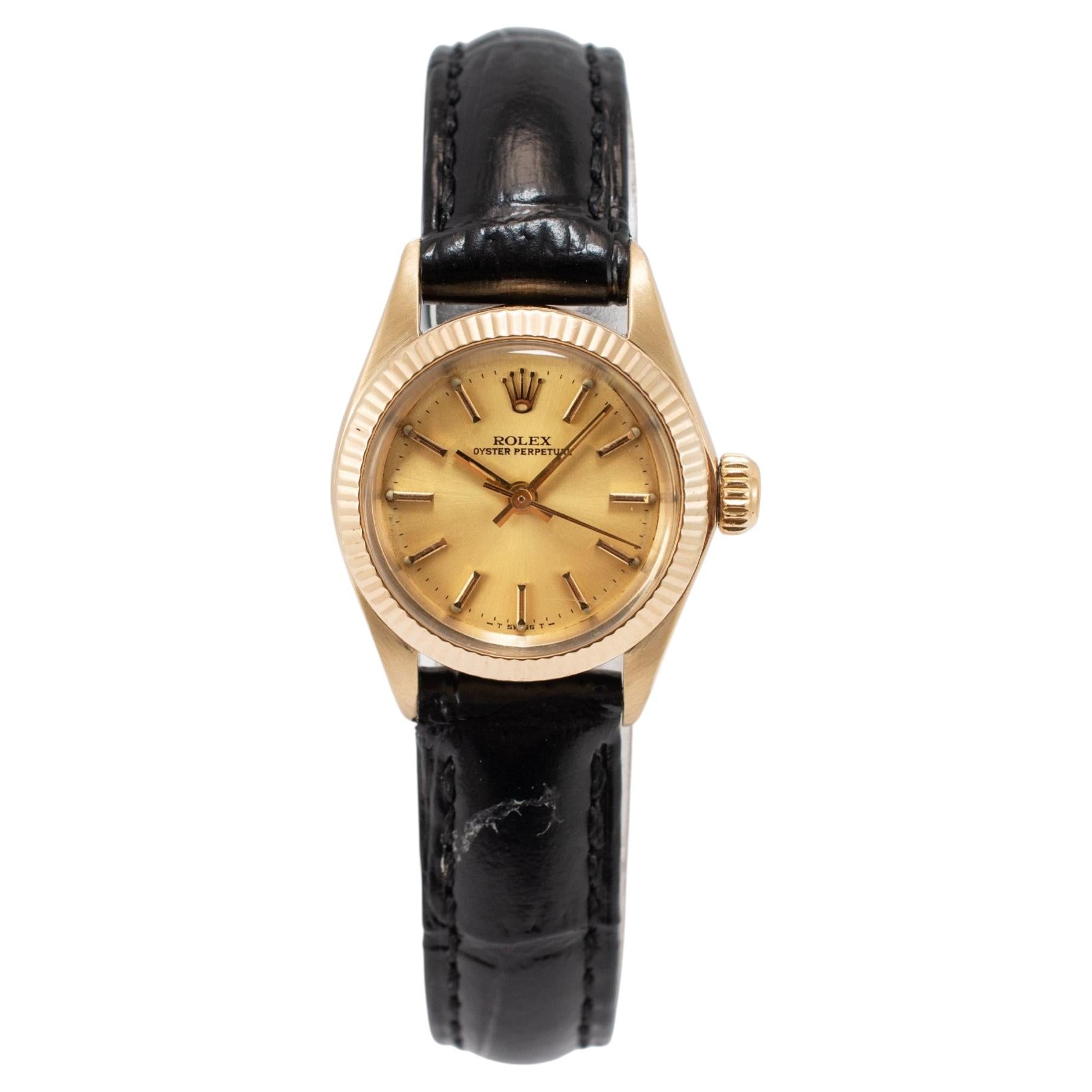 Reloj Rolex Oyster Perpetual vintage para mujer, 24 mm, modelo 6719, de oro amarillo de 14K, automático