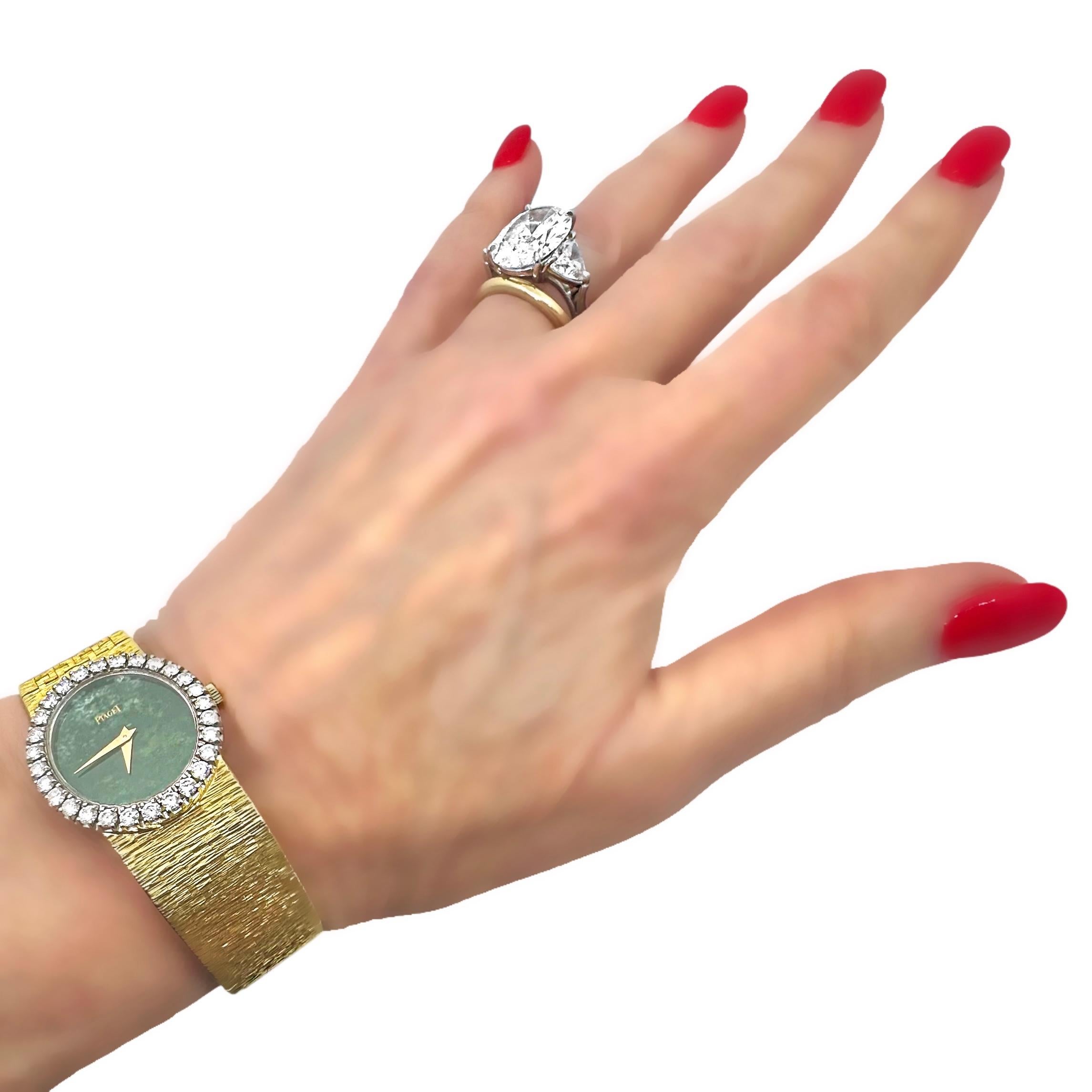 Vintage Ladies Yellow Gold Piaget Jade and Diamond Cocktail Watch en vente 5