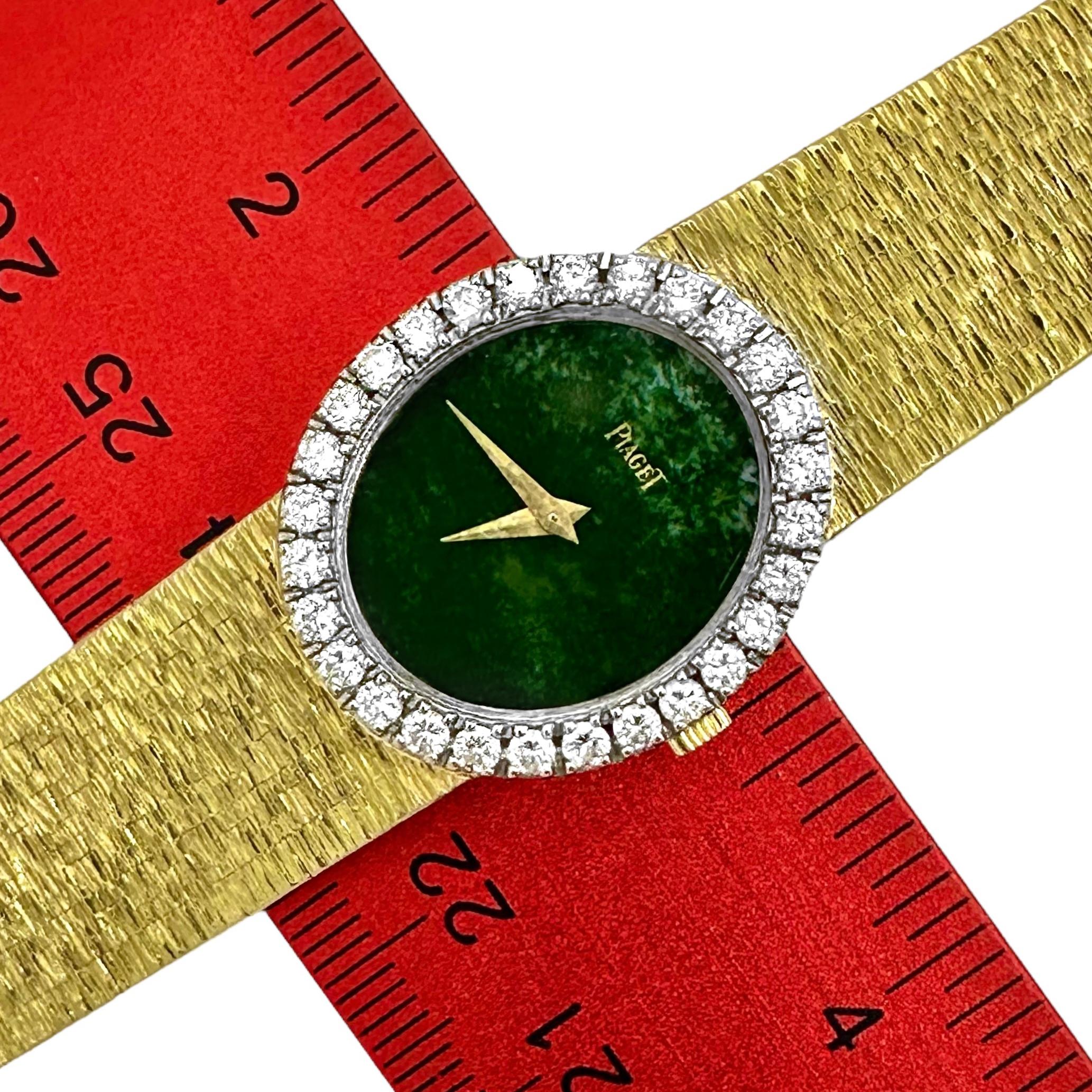 Vintage Ladies Yellow Gold Piaget Jade and Diamond Cocktail Watch en vente 1