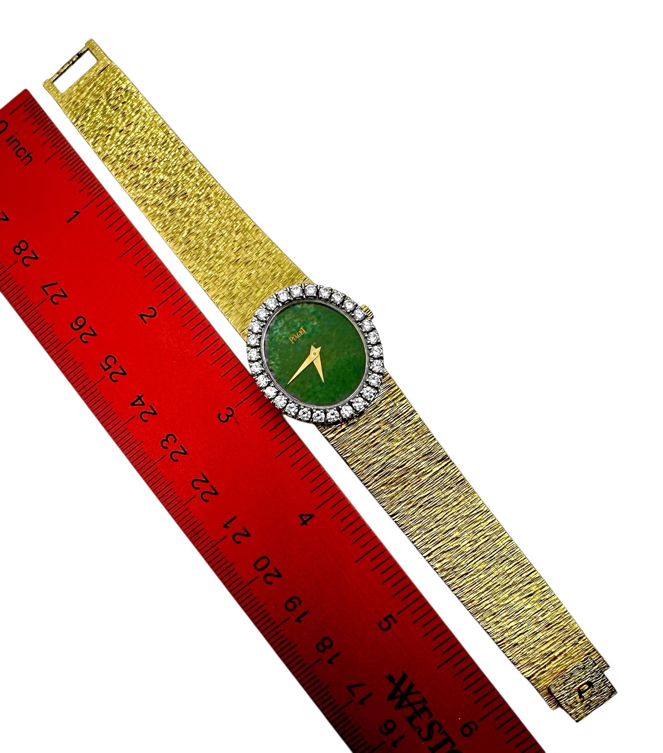 Vintage Ladies Yellow Gold Piaget Jade and Diamond Cocktail Watch en vente 2