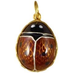 Vintage Lady Bird Silver Gilt and Enamel Pendant Charm