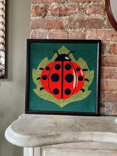 Vintage Lady Bug Needlepoint Wall Art