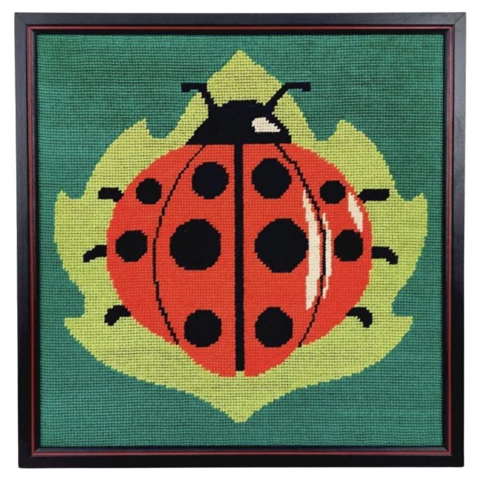 Vintage Lady Bug Needlepoint Wall Art For Sale