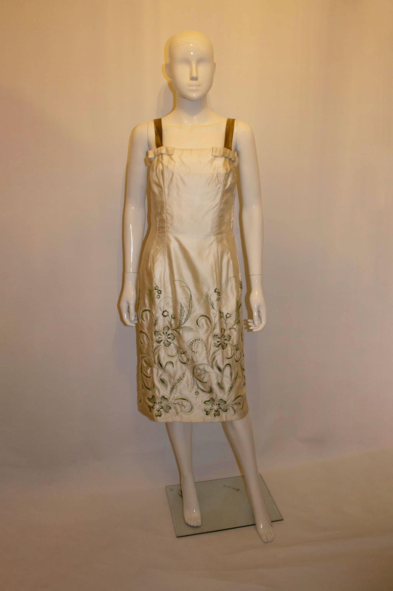 Beige Vintage LadyCourt of London Cocktail Dress with Wonderful Embellishment For Sale