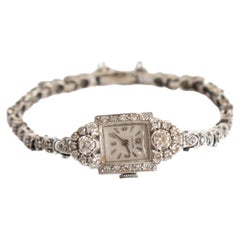 Vintage Ladys 14k White Gold Croton Diamond Watch