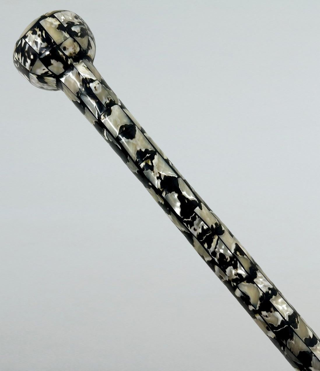 British Vintage Lady's Gentleman's Mother of Pearl Traveling Walking Swagger Stick Cane  For Sale