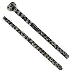 Vintage Lady's Gentleman's Mother of Pearl Traveling Walking Swagger Stick Cane