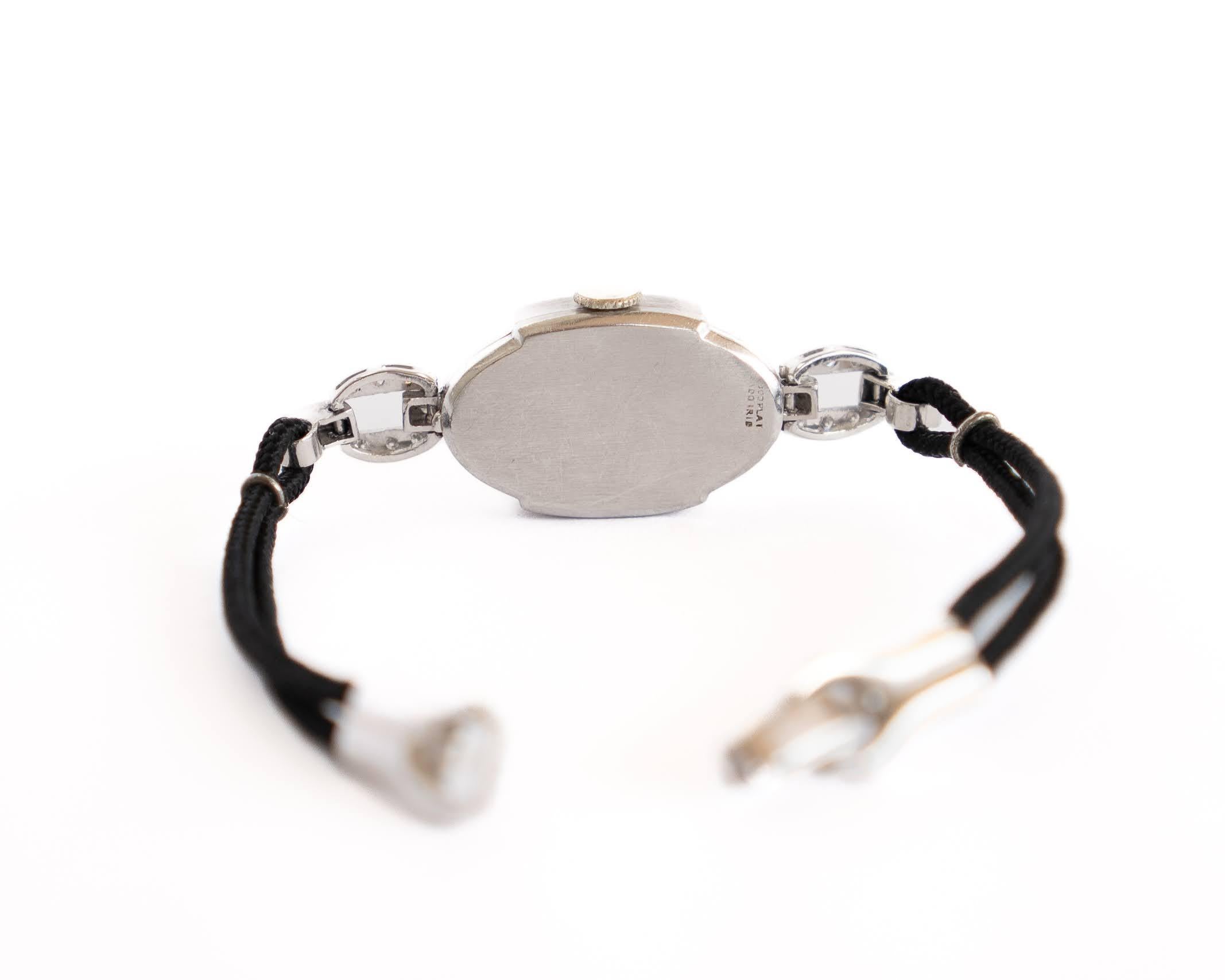 Art déco Montre-bracelet Hamilton vintage en platine pour femmes en vente