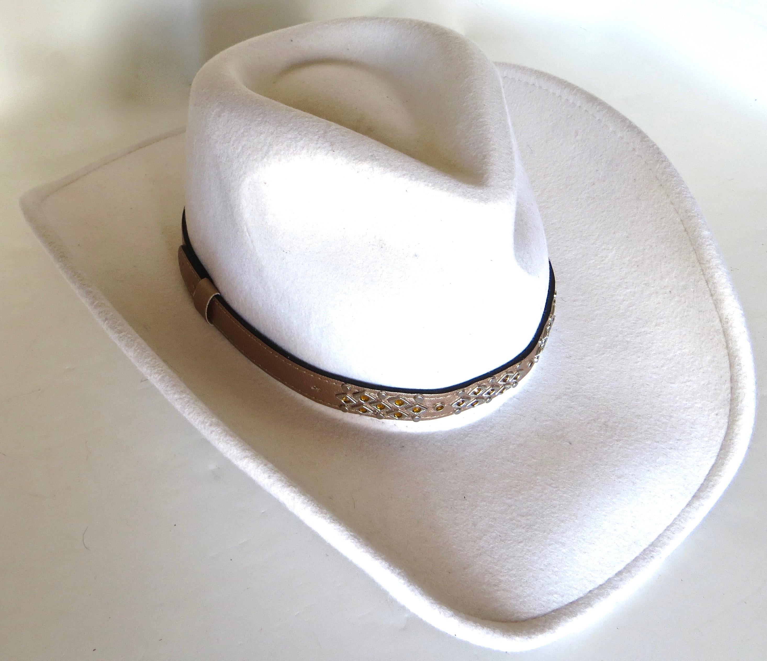 This vintage California made cowgirl western style hat from the 1980's labeled 
