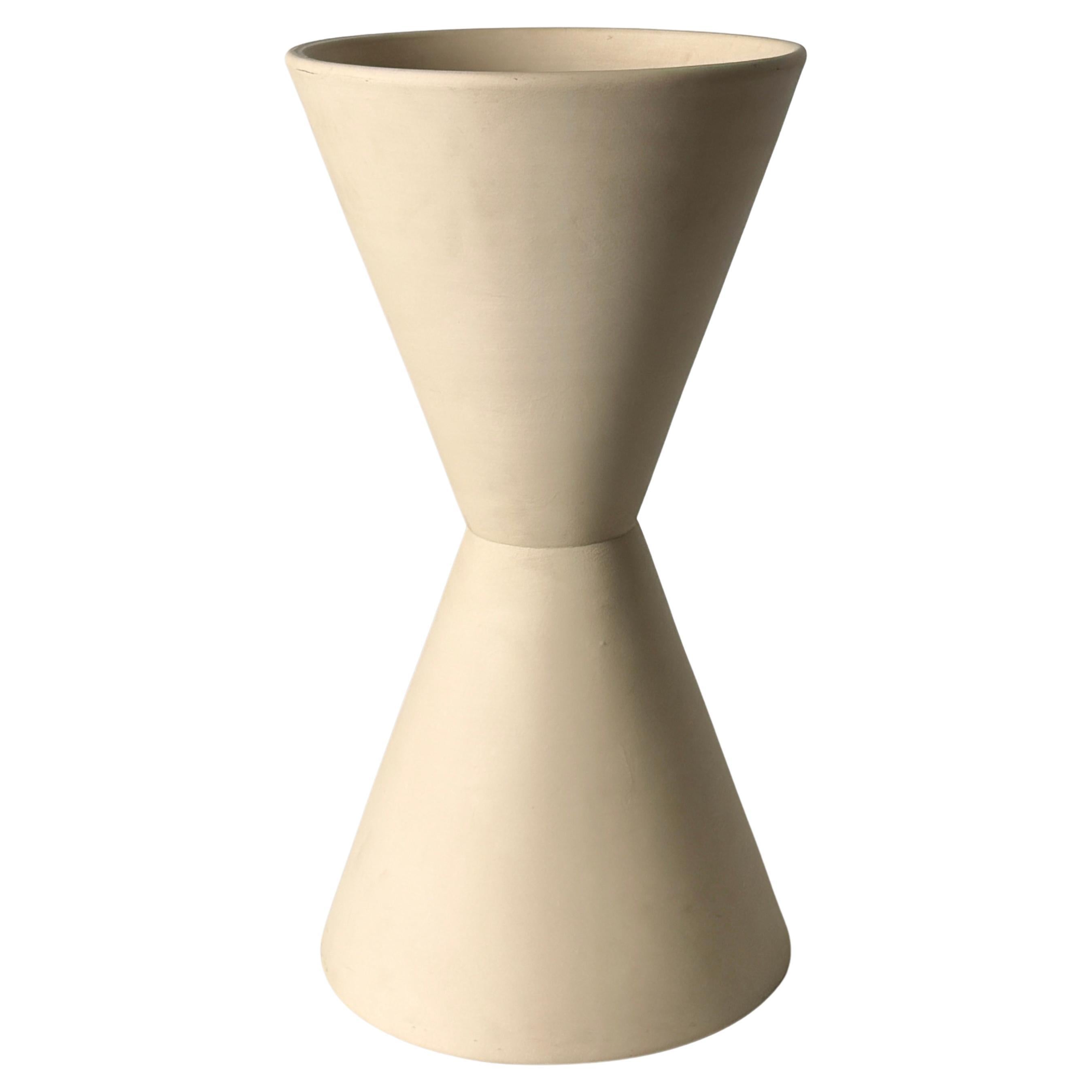 Vintage Lagardo Tackett Architectural Pottery Double Cone Planter Bisque Ceramic For Sale