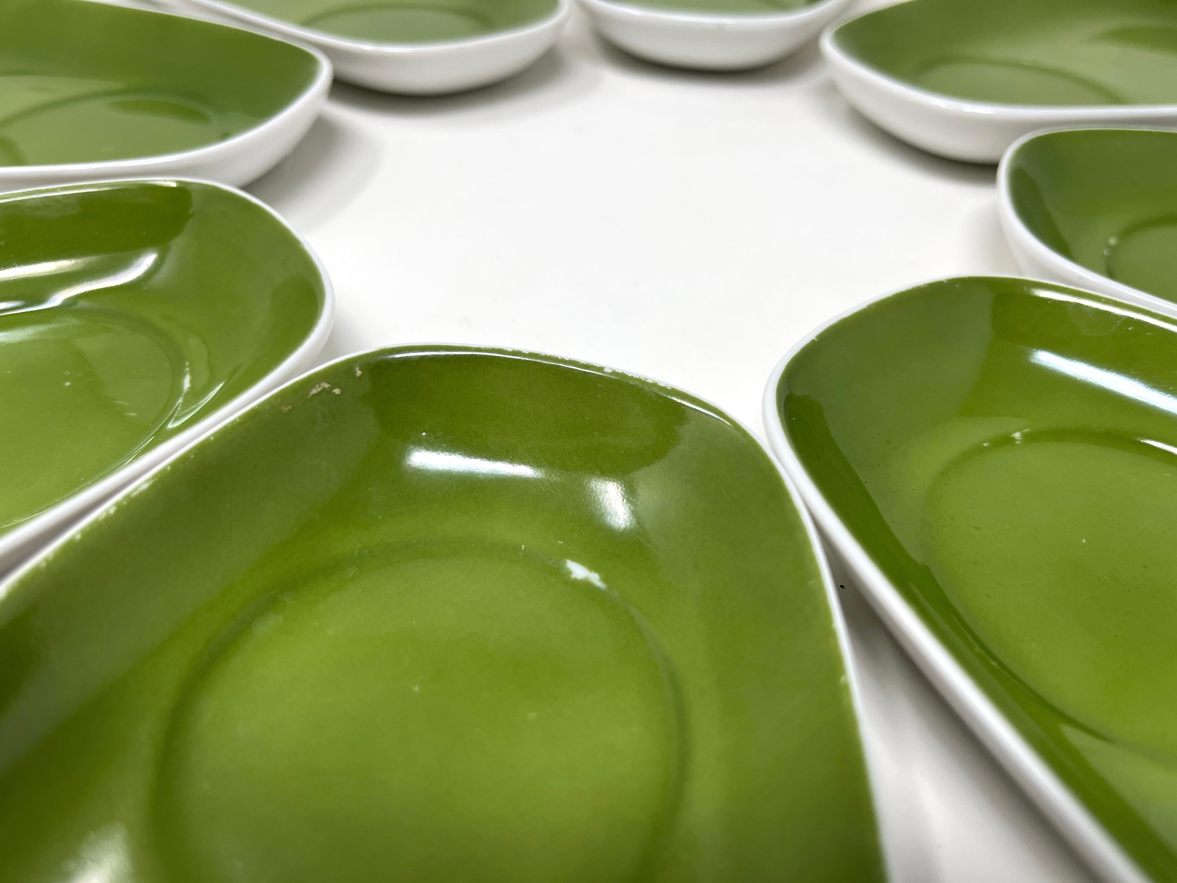 Mid-20th Century Vintage Lagardo Tackett Porcelain Espresso Plates ... Set of 8 MCM Snack Plates For Sale