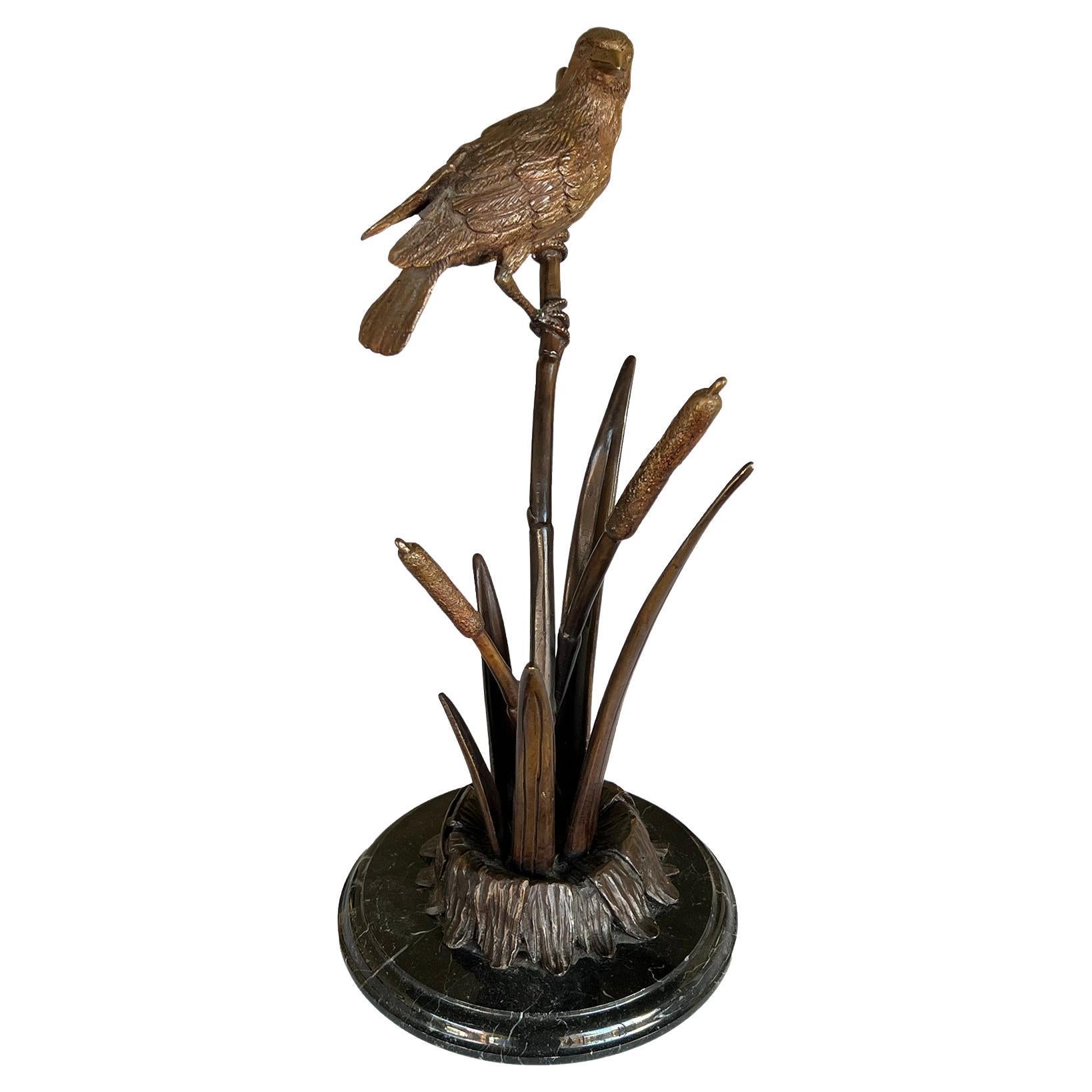 Scultura di uccello in bronzo d'epoca dello Studio A di Lake Geneva