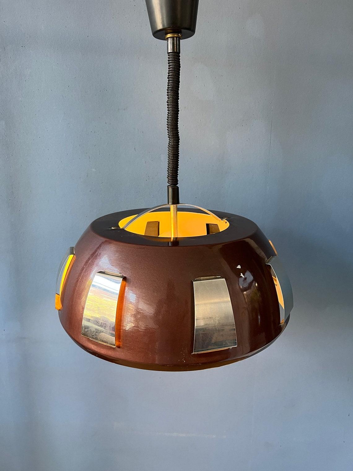 Metal Vintage Lakro Amstelveen Pendant Light - Space Age Hanging Lamp, 1970s For Sale
