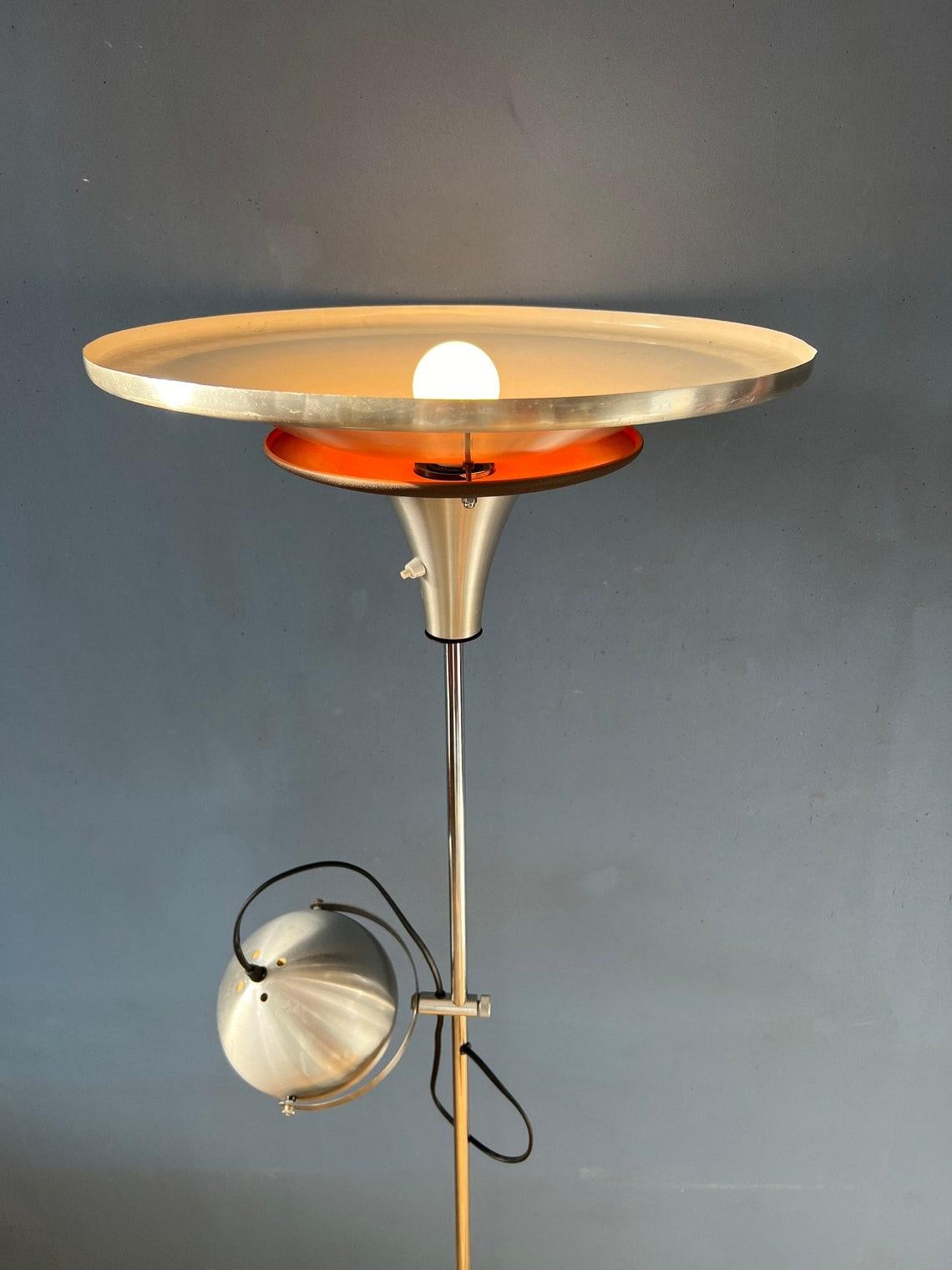 Metal Vintage Lakro Amstelveen Space Age UFO Floor Lamp with Eyeball Shade, 1970s For Sale