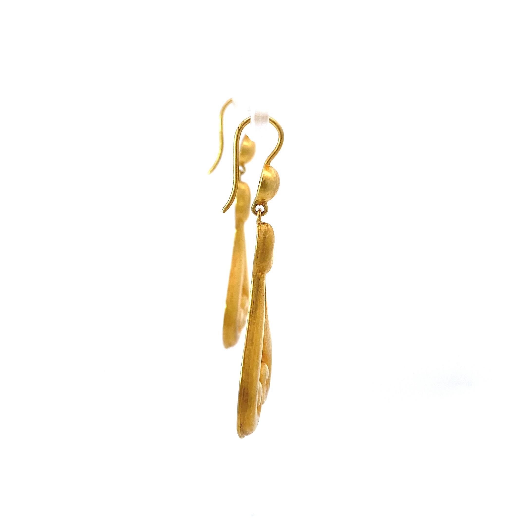 Modern Vintage LaLaounis 10k Gold Drop Earrings For Sale