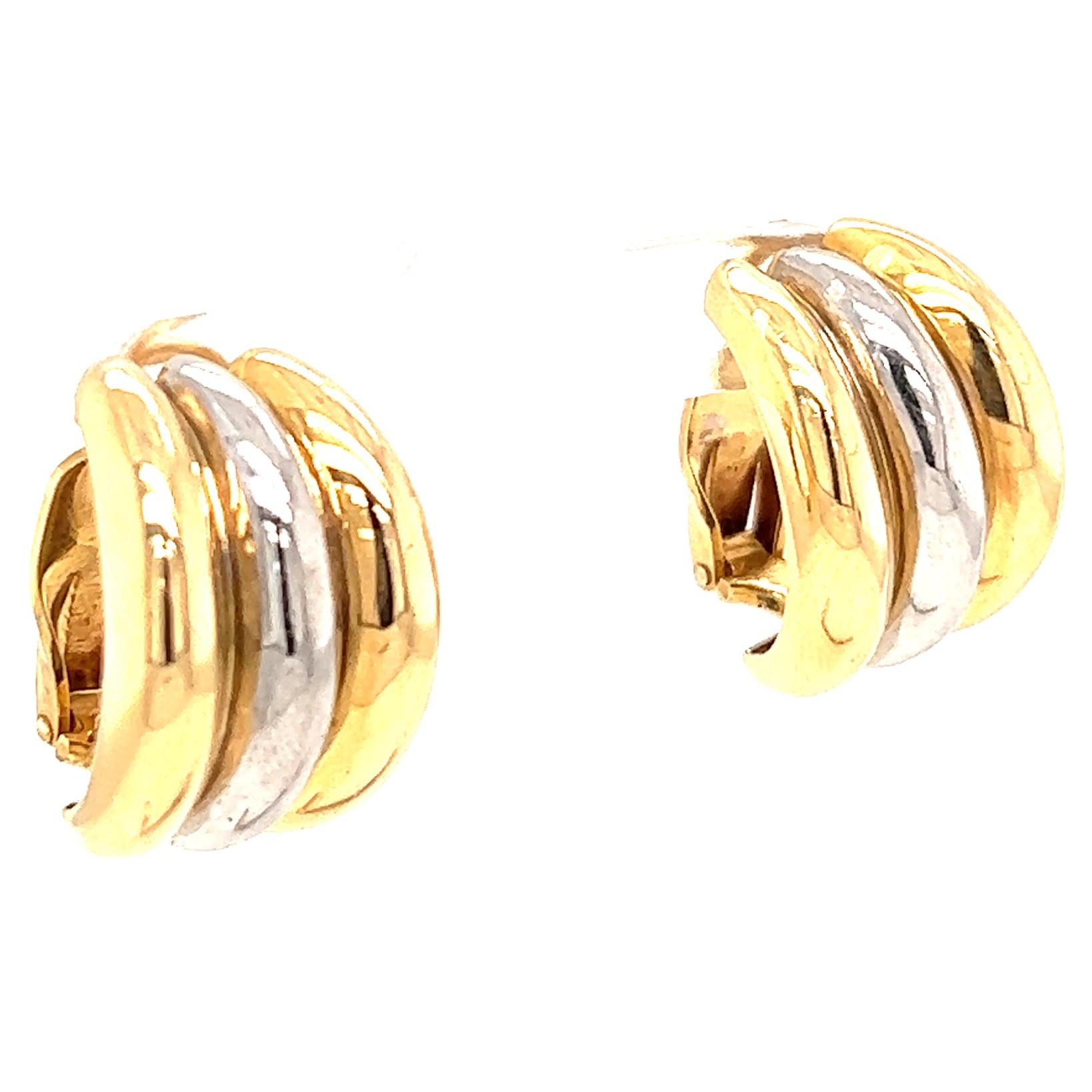 Vintage Lalaounis 18 Karat Gold Clip On Earrings In Excellent Condition In Beverly Hills, CA