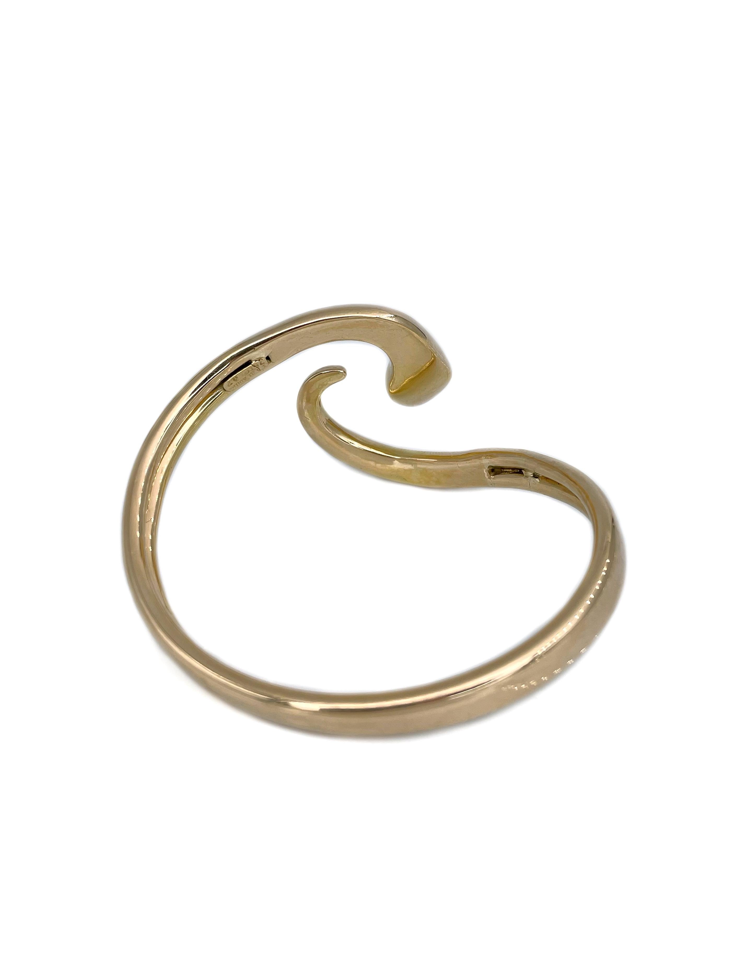 Women's Vintage Lalaounis 18 Karat Yellow Gold Snake Bangle Bracelet For Sale