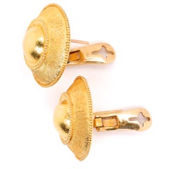 Vintage Lalaounis 18 Karat Gold Button Earrings