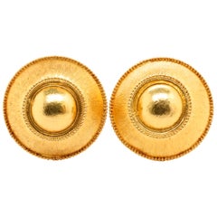 Vintage Lalaounis 18 Karat Gold Button Earrings