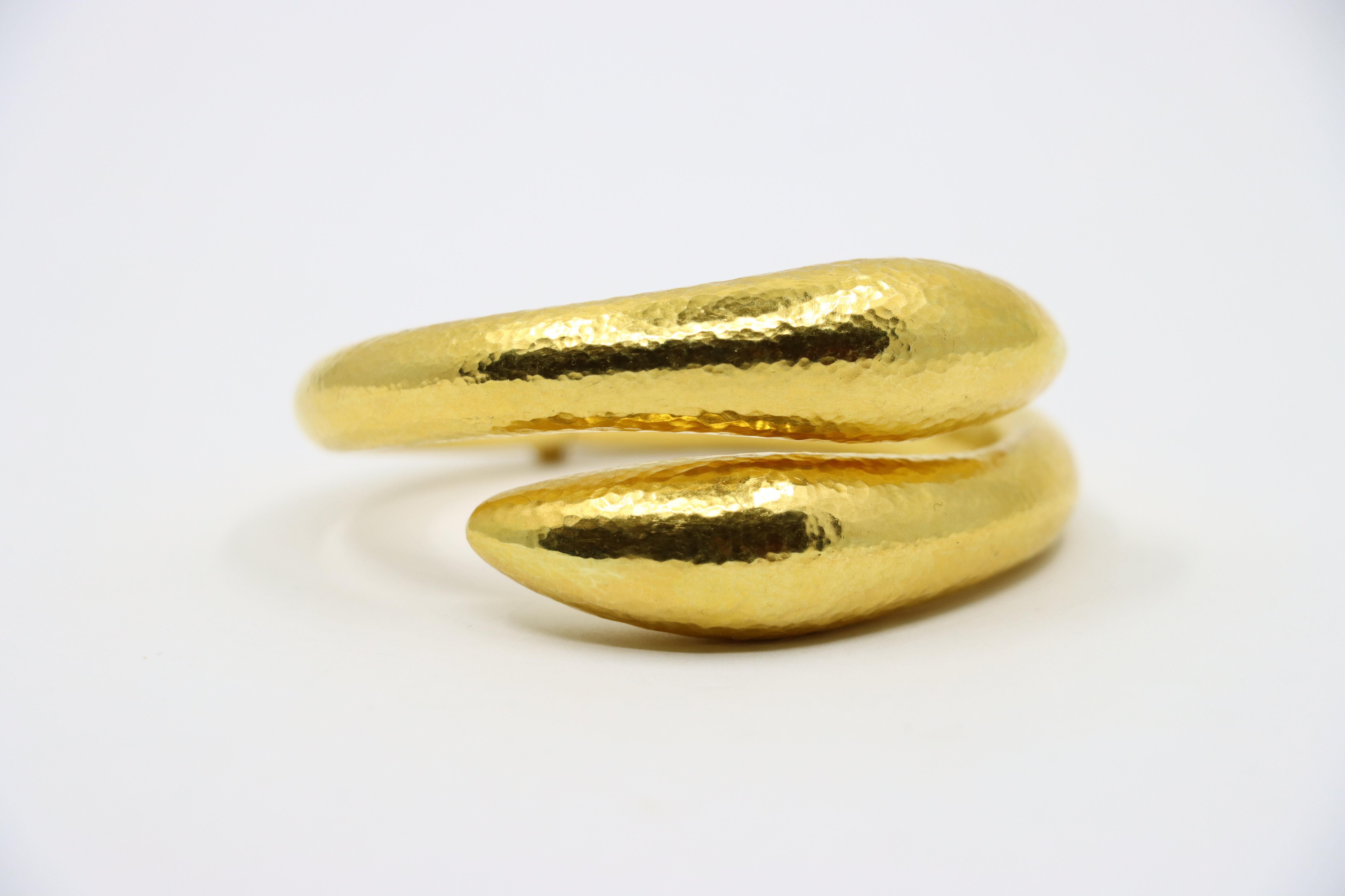 Vintage Lalaounis 18K Gold Textured Bangle Bracelet For Sale 6