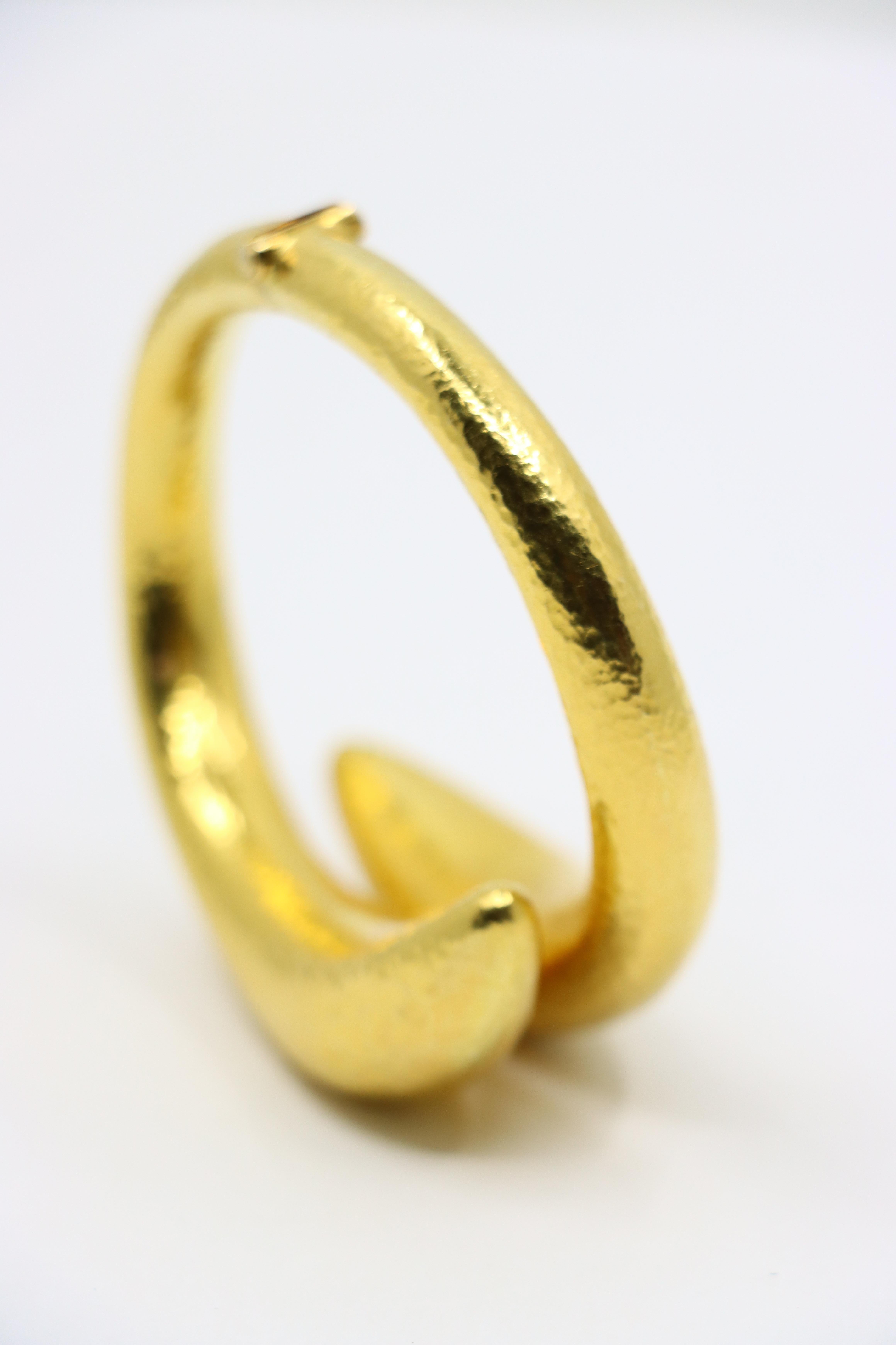 Vintage Lalaounis 18K Gold Textured Bangle Bracelet For Sale 9