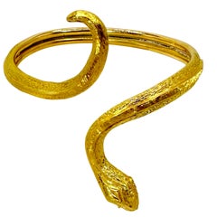 Vintage Lalaounis 18K Yellow Gold Serpent Cuff Bracelet