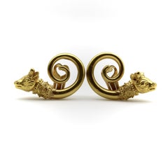 Vintage Lalaounis 22K Gold Spiral Bull’s Head Earrings