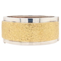 Vintage Lalaounis Gilt Sterling Silver Hinged Floral Bangle Bracelet