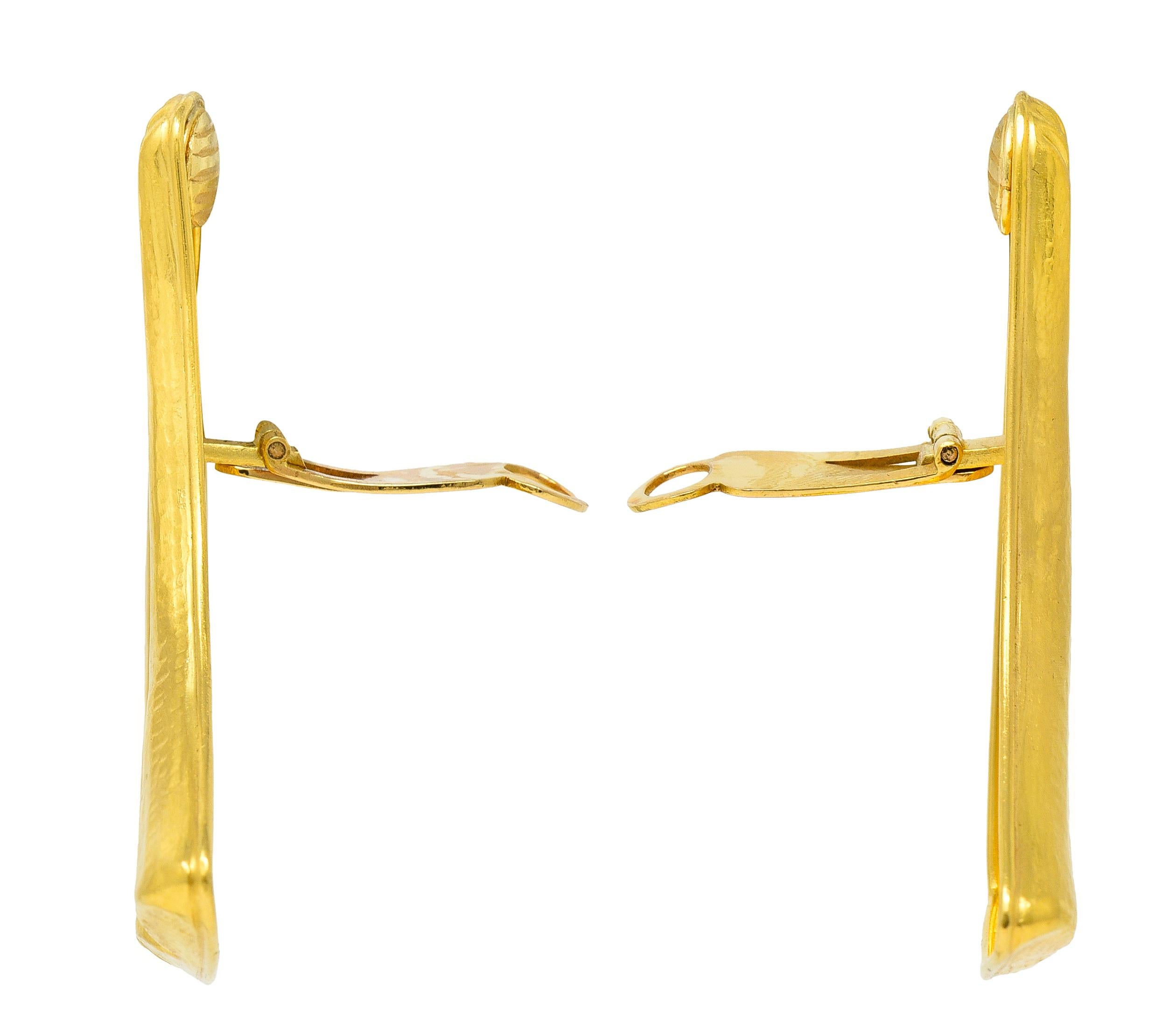 Contemporary Vintage LaLaounis Greek 18 Karat Yellow Gold Ilion Fan Ear-Clip Earrings