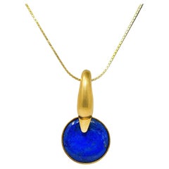 Vintage Lalaounis Lapis Lazuli 18 Karat Gold Greek Swan Bird Pendant Necklace