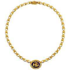 Vintage Lalaounis Lapis Lazuli and 18 Karat Gold Necklace