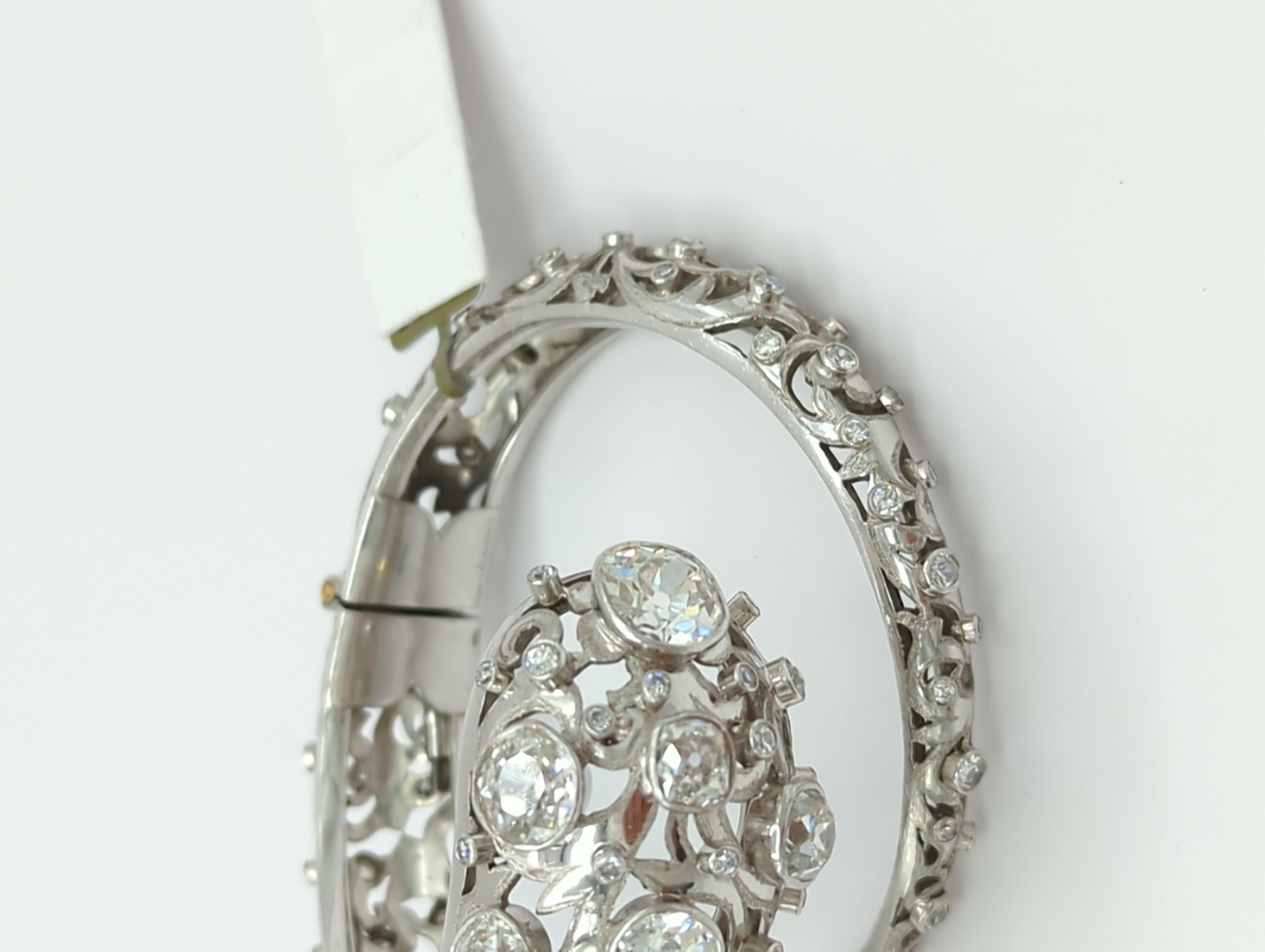 Vintage Collector's Piece Lalaounis Old Cut Diamonds Bangle in Platinum en vente 8