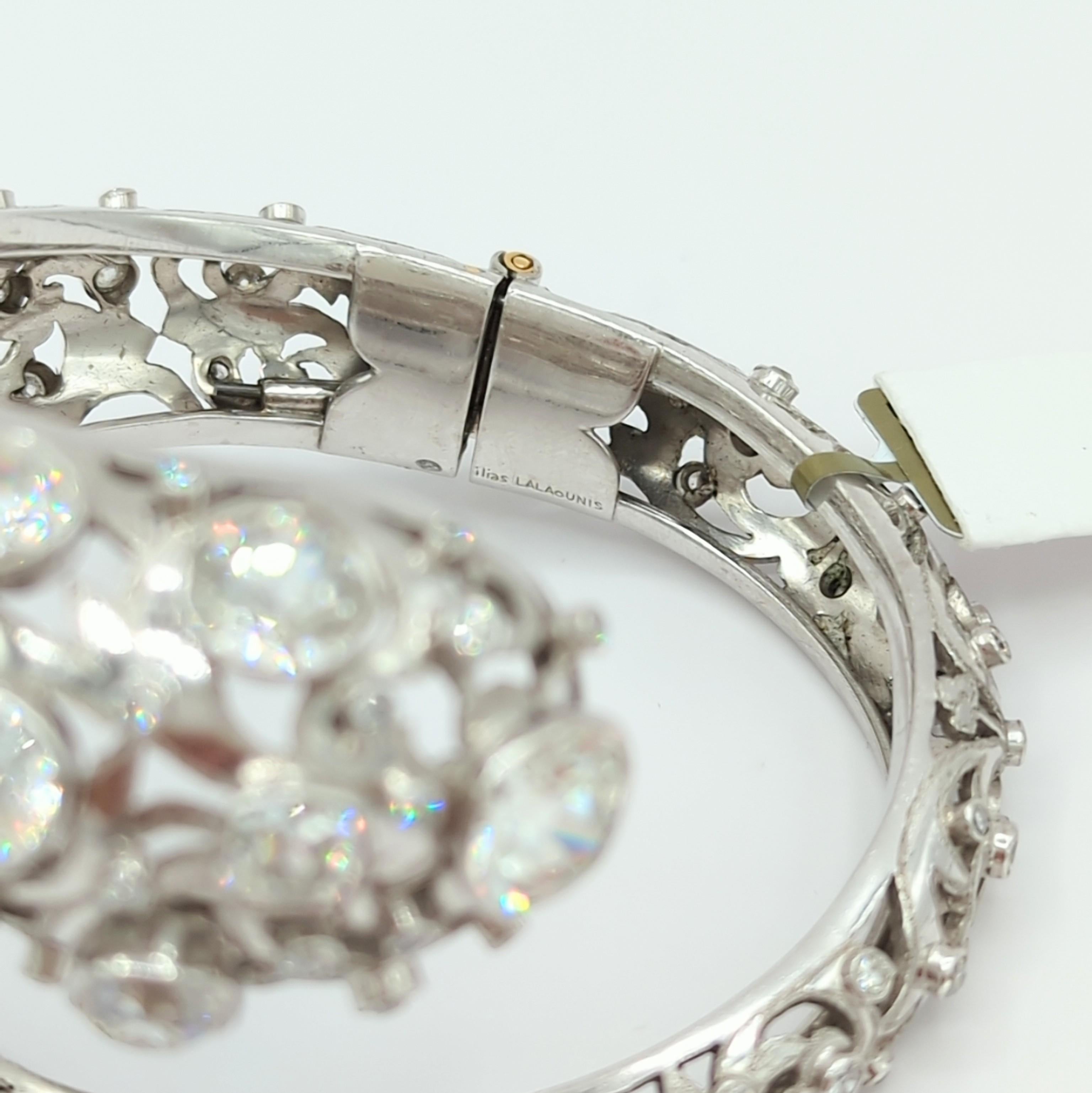 Vintage Collector's Piece Lalaounis Old Cut Diamonds Bangle in Platinum en vente 9