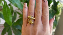 Vintage Lalaounis Ruby Diamond 18 Karat Gold Two Headed Lion Ring