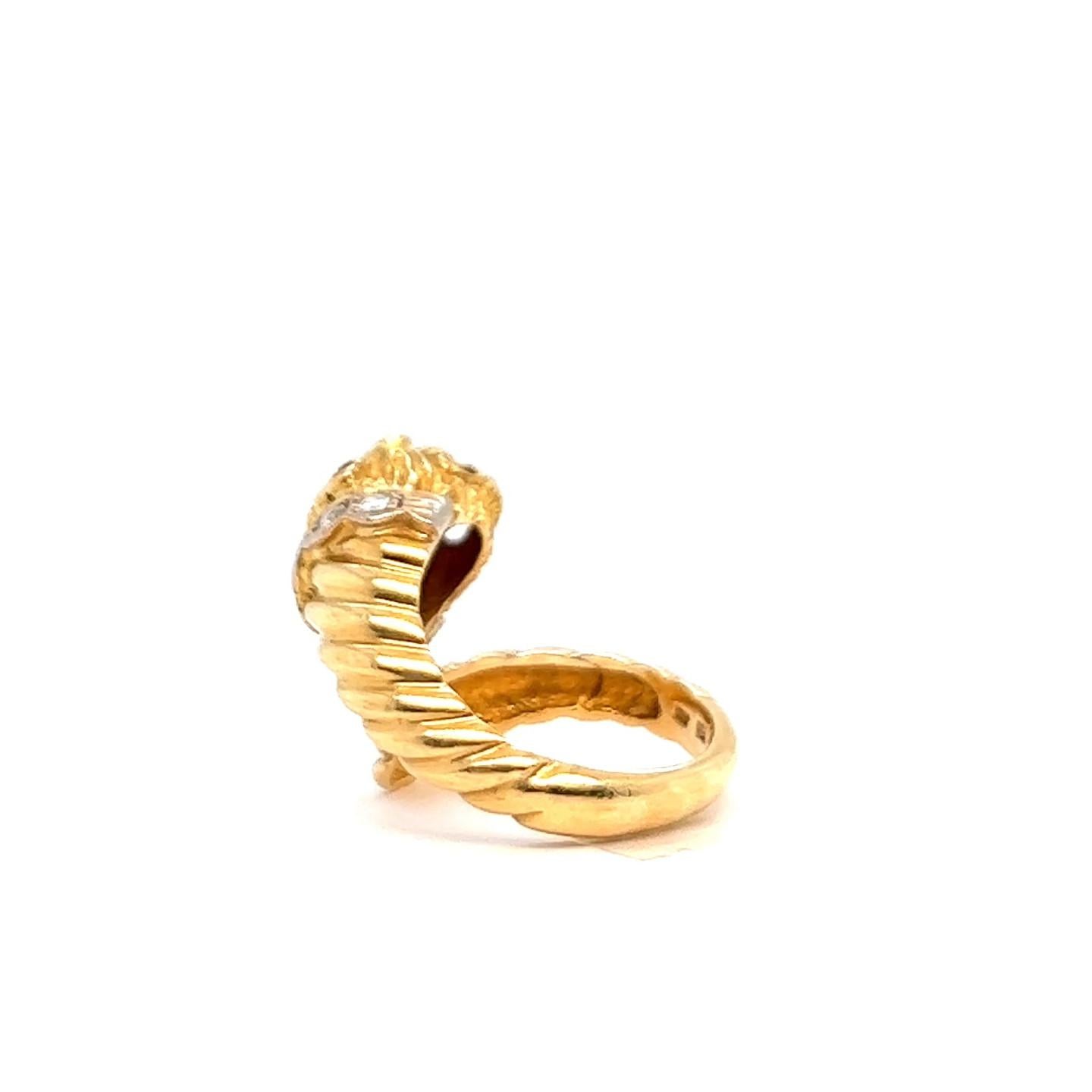 Vintage Lalaounis Ruby Diamond 18 Karat Yellow Gold Lion Wrap Ring 3
