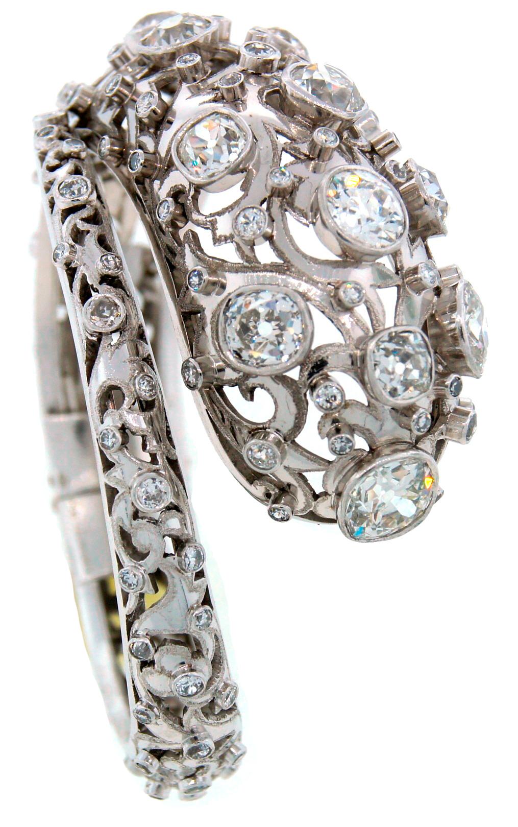 Vintage Lalaounis Schlangenarmband Platin Diamant 16 Karat Armreif im Angebot 2