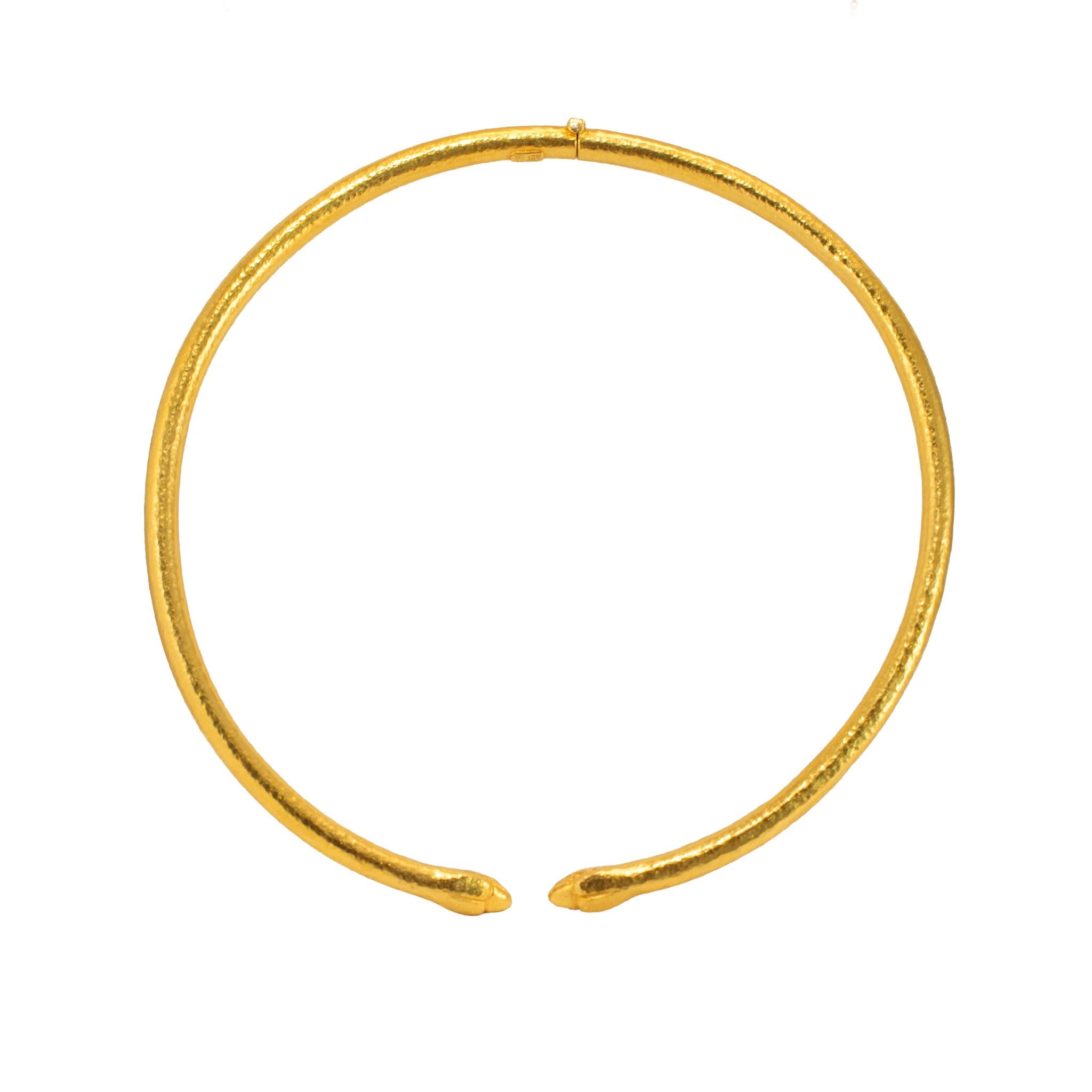 Vintage Lalaounis Solid 22K Gold Greek Double Snake Hinged Collar Necklace For Sale