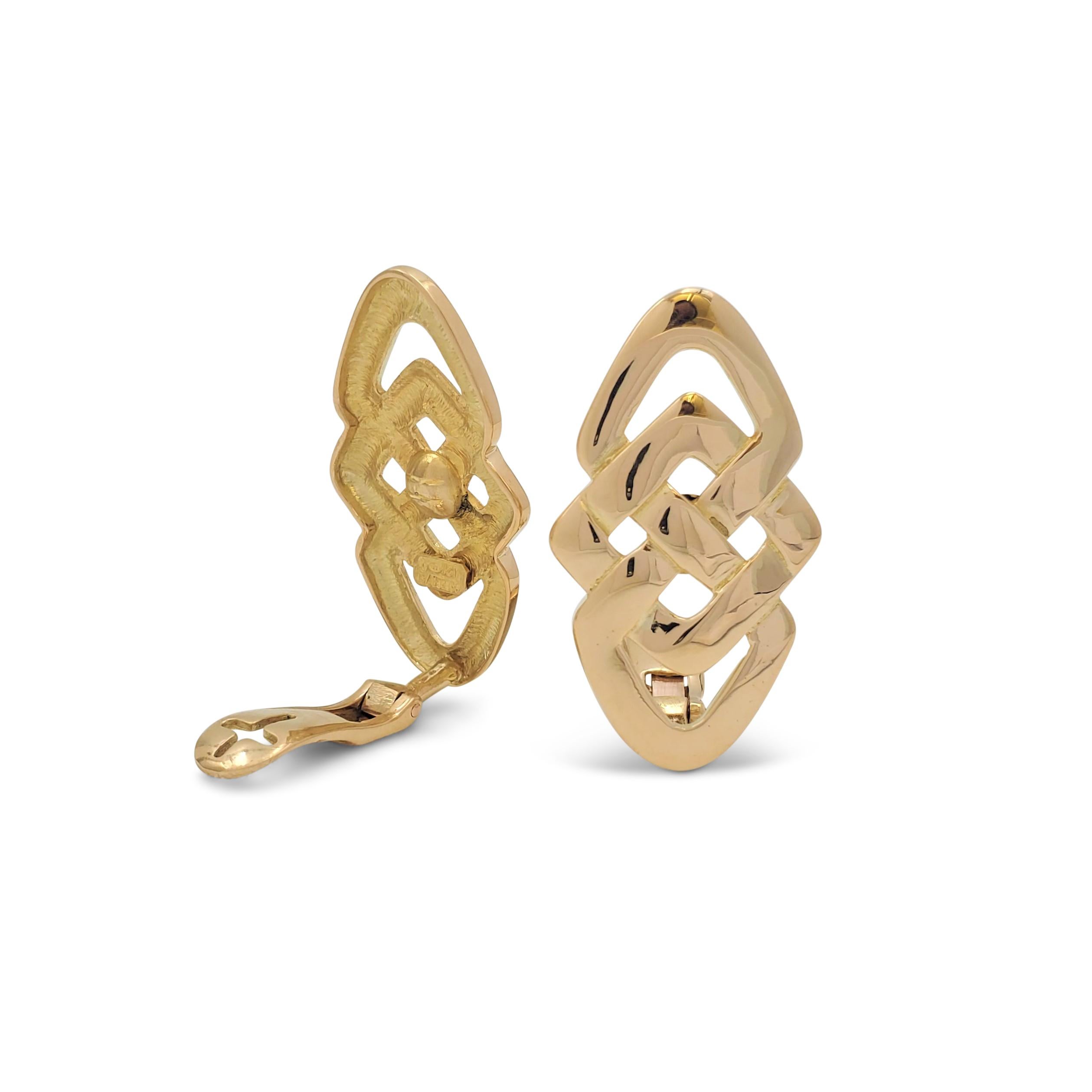 Vintage Lalaounis Yellow Gold Earrings In Excellent Condition In New York, NY