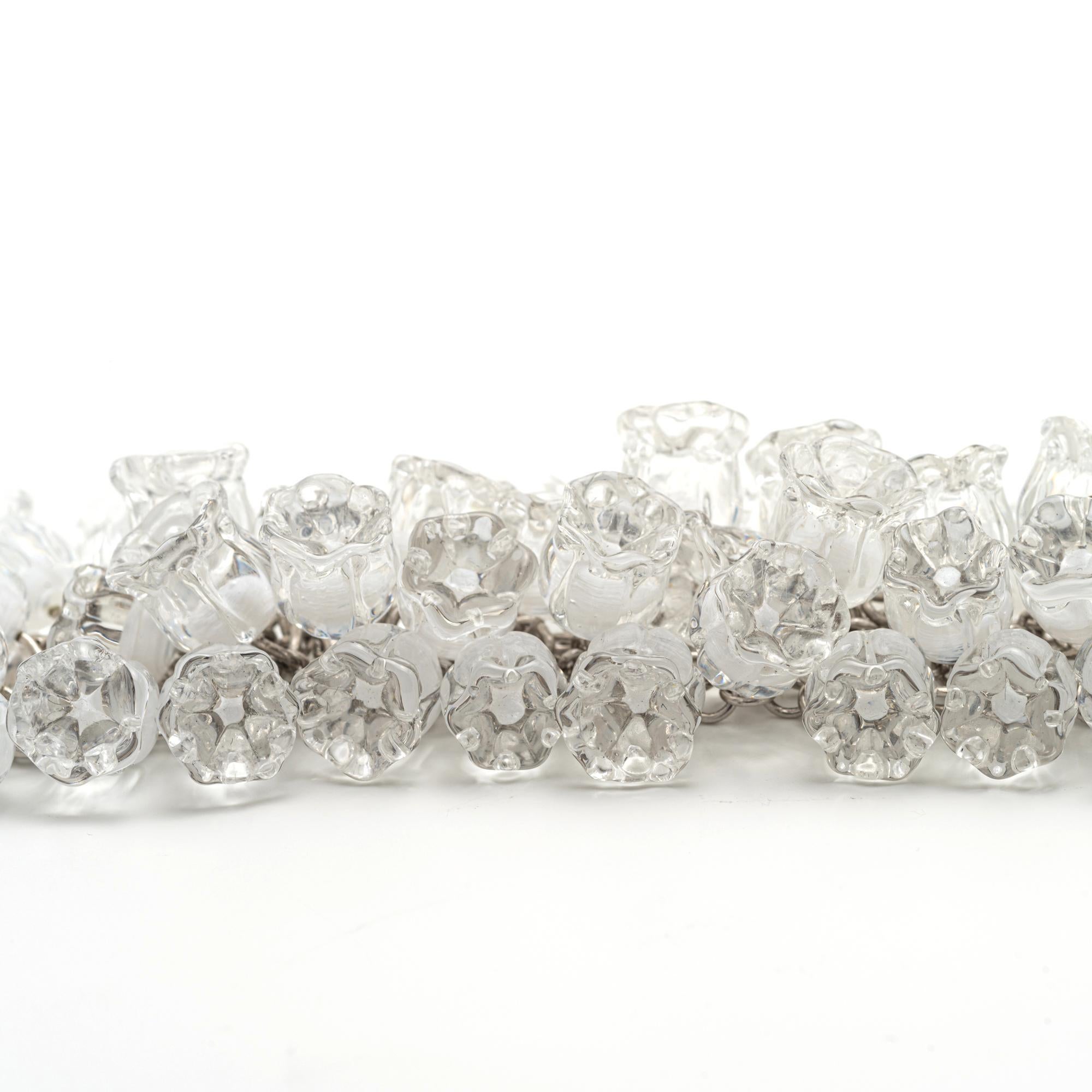 Vintage Lalique Crystal Bracelet Muguet Lily of the Valley
The four rows featuring blooming crystal beads, length 6-8 inches, signed Lalique