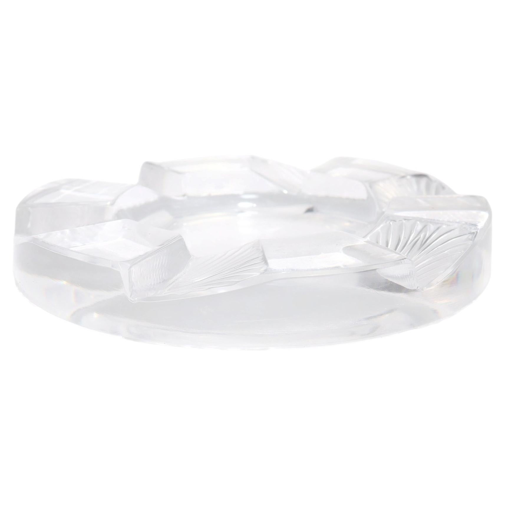 Vintage Lalique Crystal Glass Cuba Ashtray
