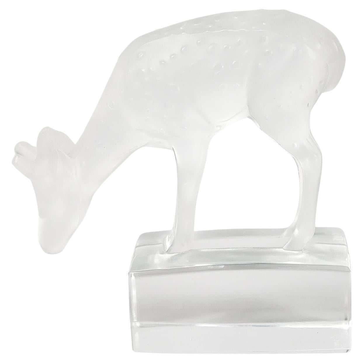 Presse-papiers ou figurine vintage Lalique Daim Deer en verre dépoli