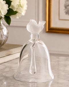 Vintage Lalique France Crystal Bell with Frosted Bird Finial